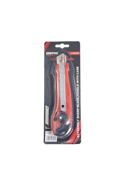 Generic Geepas Utility Knife 18mm - Cutter Blade, Rubberized Handle With Stai...
