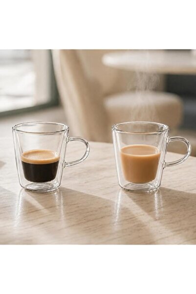 Generic BLACKSTONE Double Wall Espresso Glass Cups 100ml Set of 2 Clear Boros...