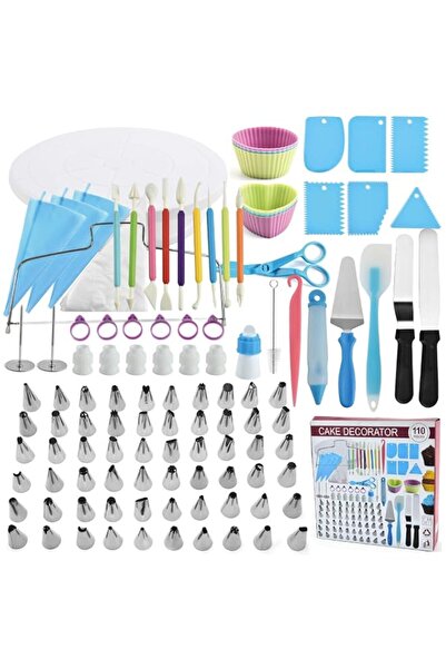 Generic Cake Decorating Kit 110Pc Baking Supplies Tools, 3in1 Cake Turntable ...