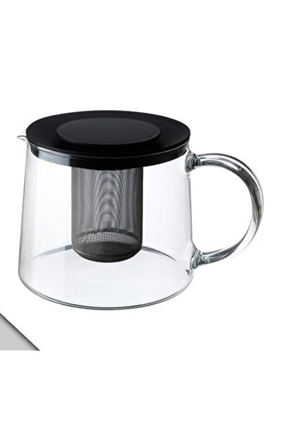 Generic IKEA RIKLIG Teapot, 1.6 QT, clear glass and black top