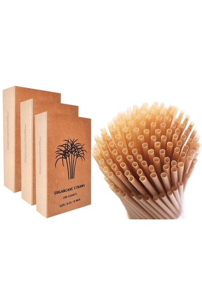 Generic 100 Sugarcane Compostable Biodegradable Drinking Straws - 8 Inch Eco ...