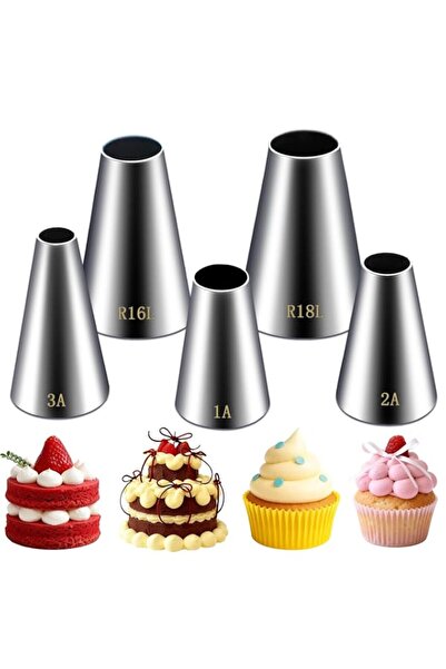Generic Hendiy 5 Pieces Large Round Piping Tip, Stainless Steel Professional ...