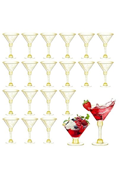 Generic Gold Glitter Stemmed Dessert Cups, 20 Pack 7oz Clear Drinking Glasses...