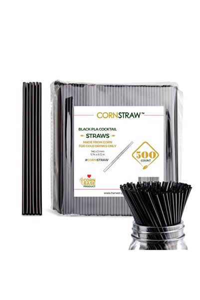 Generic 5" Black Disposable PLA Coffee Drink Cocktail Stirrer Straws - Restau...