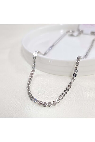 Güler Yüzlü Silver Xuping 4 mm Sequin Chain Necklace 50 cm White