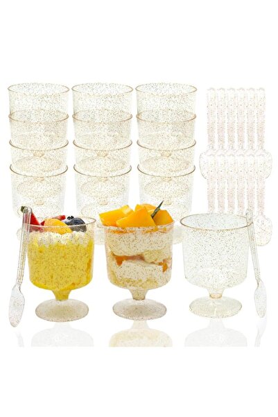 Generic 50Pack Plastic Dessert Cups with 50 Spoons, Clear Yogurt Parfait Appe...