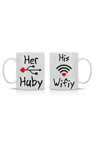 Generic AW Fashions His Wifiy, Her Huby - Geek USB WIFI Couple Mug Set - (2) ...