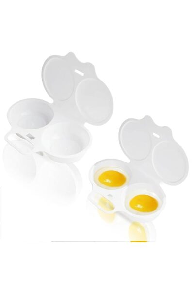 Generic Microwave Egg Poacher 2-Pack, Double Cavity Quick Poached Egg Maker w...
