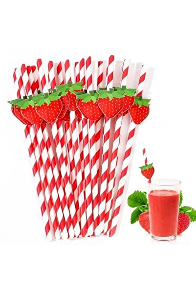 Generic Strawberry Paper Straws Reusable Drinking Straws for Juice, Milkshake...