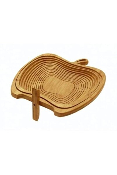 Generic Other Bamboo Collapsible Apple Shaped Fruit Basket, Modern Style, Red...