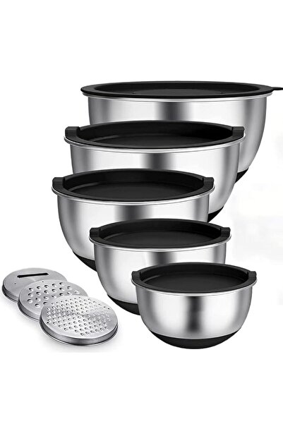 Generic Mixing Bowls Set of 5, Stainless Steel Nesting Bowls with Airtight Li...