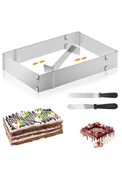 Generic Adjustable Baking Frame, Rectangle Cake Pan with Removable Divider, S...