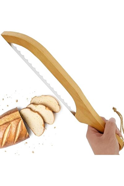 Generic Bread Bow Knife, 15.7 Inch Stainless Steel Serrated Slicer With Woode...