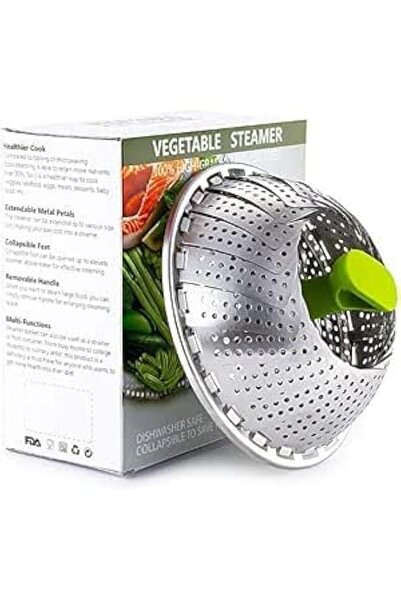 Generic Stainless Steel Vegetable Steamer Basket, Folding Design with Silicon...