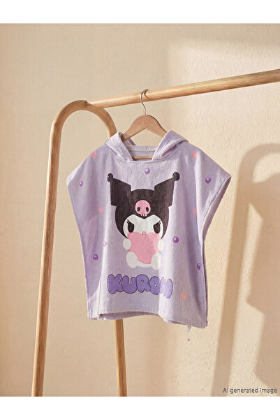 LC Waikiki Two Mt Shop Quality Kuromi Printed Cotton Girls' Poncho Towel