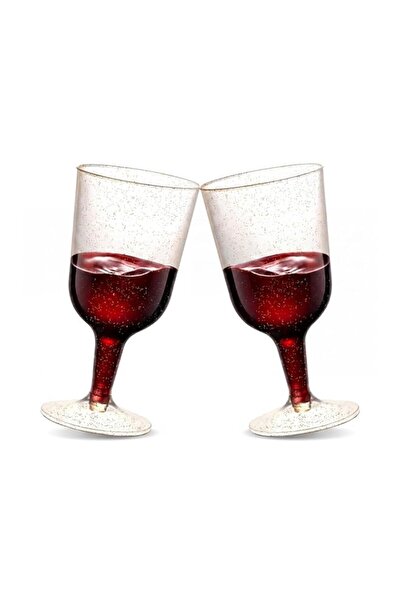 Generic TENYASEN 30 Pack 6oz Plastic Wine Glasses – Disposable Gold Glitter M...