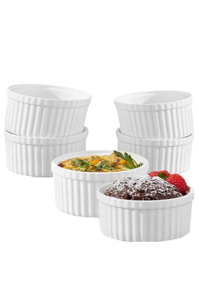 Generic (Set of 6) 4.5 oz. Porcelain Ramekins, White, Bakeware, Souffle Dishe...