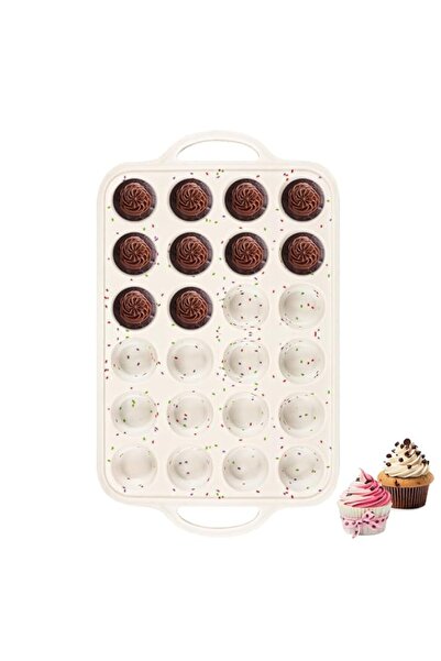 Generic Muffin Pan With Metal Reinforced Frame - 24 Cups Durable Silicone Muf...