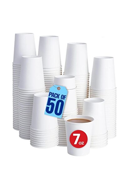 Generic MARKQ [50 Cups] 7oz. White Paper Cups - Available in 4oz, 8oz, 12oz, ...