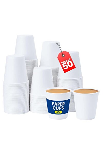 Generic Duravel 50 x 4oz Disposable Single Wall White Cups Hot & Cold Drinks ...