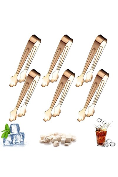 Generic WUBAYI 6Pcs Stainless Steel Sugar Tongs, Mini Kitchen Thickened Servi...