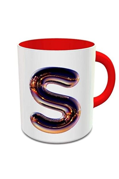 Generic imPRESS White & Red Ceramic Coffee Mug With Night Chrome Letter S