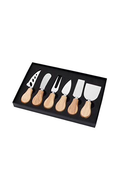 Generic 6-Piece Cheese Knife Set with Acacia Wood Handles, Stainless Steel Ch...