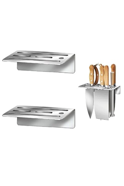 Generic 2-Pack Stainless Steel Knife Holder, Wall-Mounted, No-Drill Installat...
