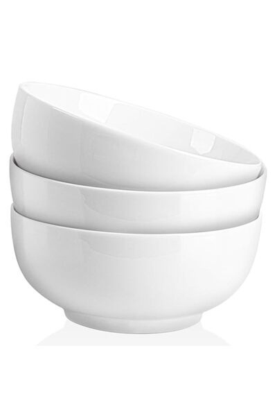 Generic DELLING 22 Oz Ceramic Soup Bowls Set, 6.6" White Porcelain Mixing Bow...