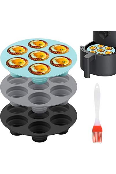 Generic 3PCS Silicone Air Fryer Muffin Pan, for Baking 7 Cavity Air Fryer Sil...