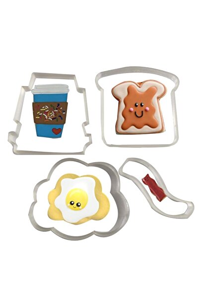 Generic 4 PCS Breakfast Food Shape Toast, Fried Egg, Bacon, Coffee Cookie Fon...