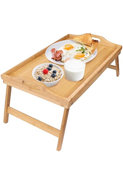 Generic Greenco Bamboo Foldable Breakfast Table, Laptop Desk, Bed Table, Serv...