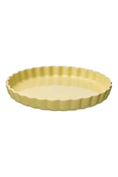 Generic Ikea VARDAGEN Pie Dish, Yellow, 32 cm, Ceramic Bakeware with Fluted Edge