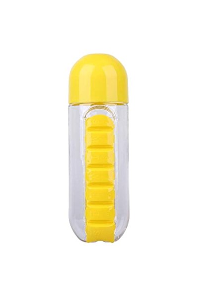 Generic Pill organizer and water bottle combined-Plastic, Yellow