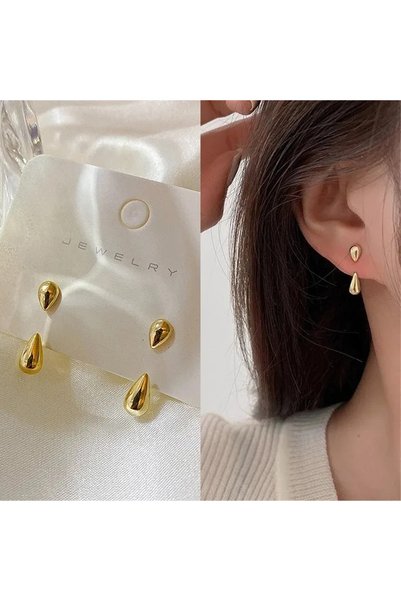 Glamluxe Double Drop Figured Gold Stylish Women's Jacket Earrings