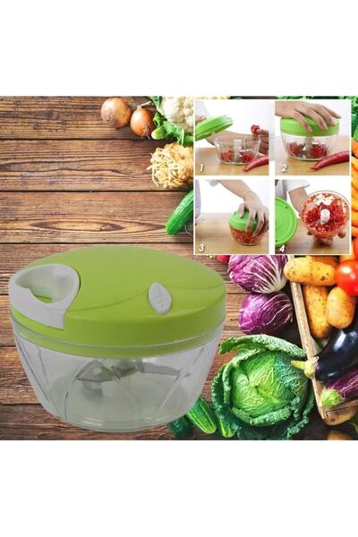 Generic Juxin Easy Spin Manual Food Chopper, Stainless Steel Blades, White, C...