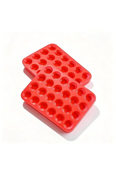 Generic 2-Pack Red Silicone Muffin Pans, 24-Cup Baking Trays, Flexible Durabl...