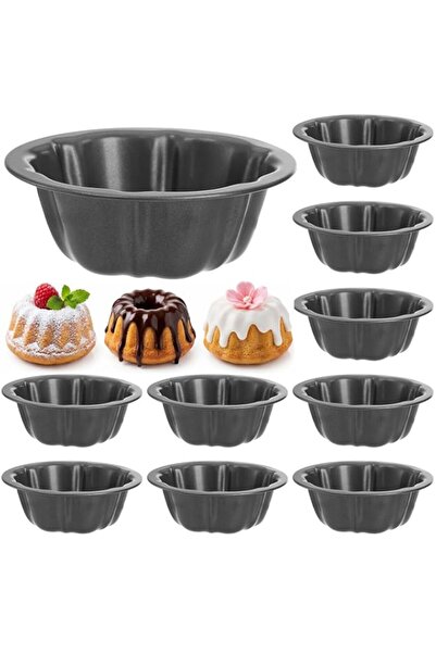 Generic Zenfun 10 Pcs Mini Fluted Tube Pan Cake Pans, 4 Inch Carbon Steel Fla...