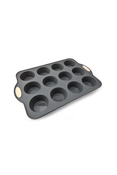 Generic Orchid 12Pcs Silicone & Metal Muffin Cake Pan, Non-Stick 12-Cup Cupca...