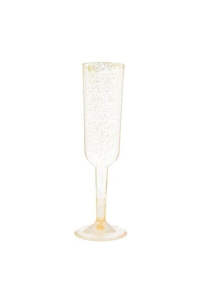 Generic Unique Party 63651 - Gold Glitter Plastic Champagne Flutes, Pack of 4