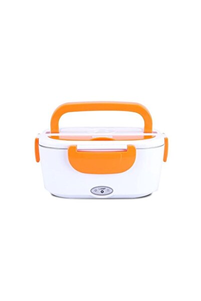 Generic Portable Electric Heating Lunch Box With Eu Plug Orange/White