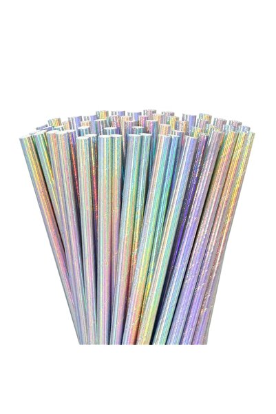 Generic Bukela Iridescent Paper Straws, 200pcs Glitter Disposable Straws, Cli...