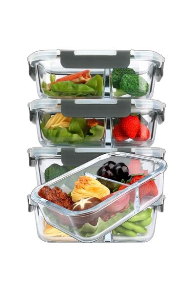 Generic MCIRCO Glass Meal Prep Containers 2 Compartment Glass Lunch Container...