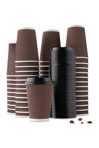 Generic Al FAKHAMA 12 oz [30 Pcs] Brown Disposable Ripple Insulated Coffee Cu...
