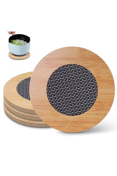 Generic Wooden Trivets Hot Pads (4 Pcs), 5.7 Inch Round Heat Resistant Mats f...