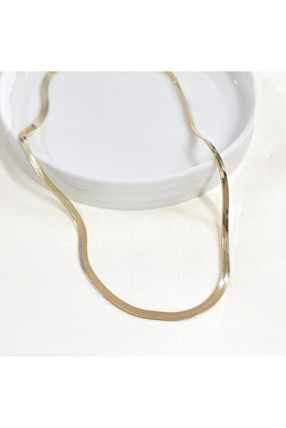 Güler Yüzlü Silver Xuping 4 mm Flat Chain Necklace 55 cm Gold