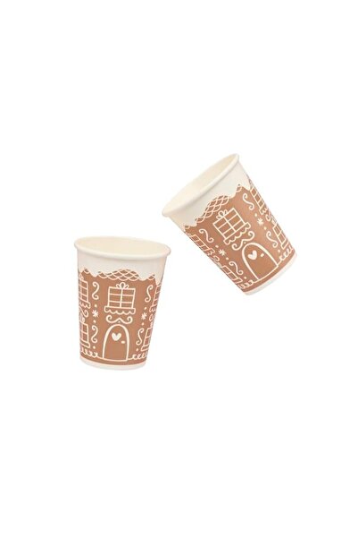 Generic Club Green Gingerbread House Brown Paper Cups – Holiday Party Tablewa...