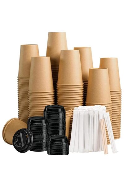 Generic 50 Pack – 50 Pcs, 12 Oz TERRASPOON Double Wall Brown Paper Cups with ...