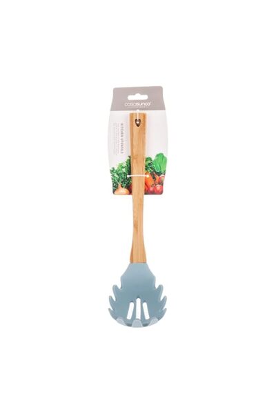 Generic AKDC SILICONE SALAD SERVER BAMBOO HANDLE 2CMX8CMX29CM Light blue