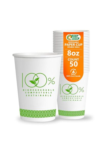 Generic EcoEdge 8 Oz Disposable Double Wall Heavy-Duty Party Paper Cups (Pack...